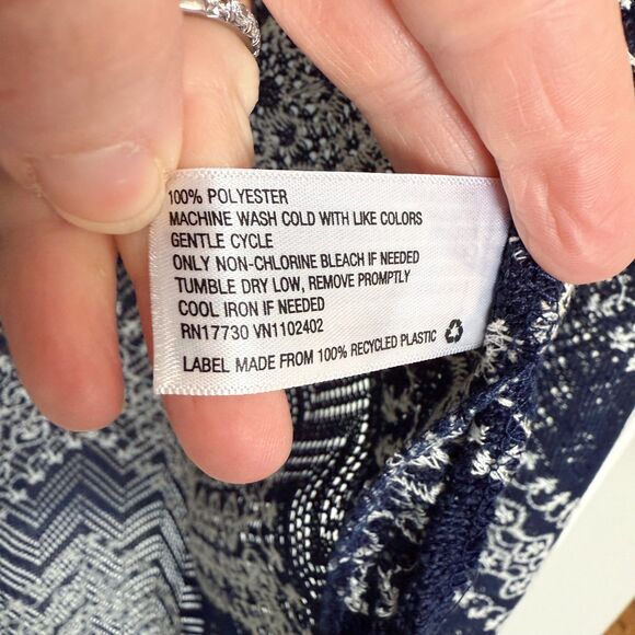 Xhilaration Navy White Crochet Sheer Caftan Open Front Cover Up Cardigan M - L - Picture 6 of 8